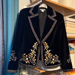 Black Velvet Embroidered Blazer